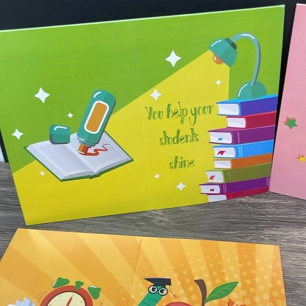 Teacher Appreciation Greeting Cards Set‎ Multicolor School Theme